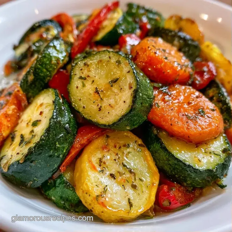 A minimalist white plate featuring vibrant roasted squash pieces arranged elegantly with a drizzle of olive oil.