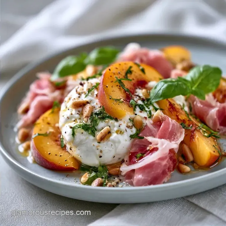 Peach and Burrata Salad with Prosciutto