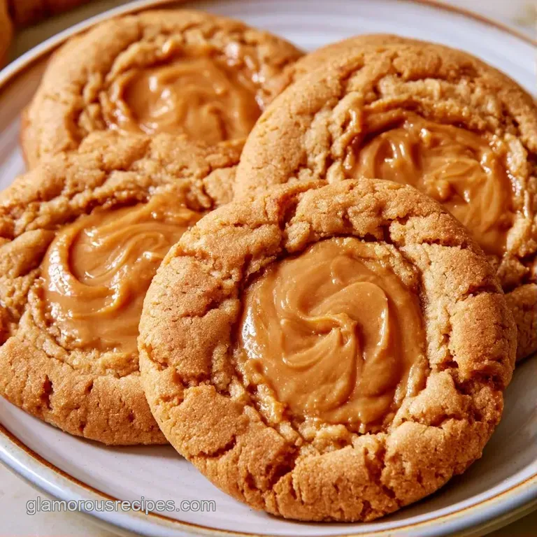 A neat stack of tan cookies with rich chocolate centers on a white marble slab, accented by a dusting of sea salt.
