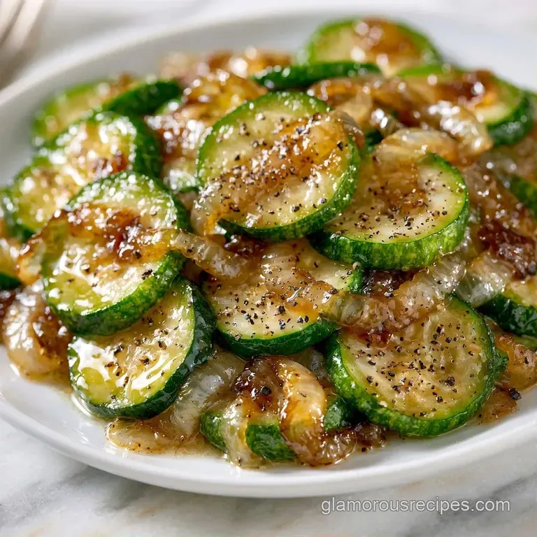 Vibrant green zucchini rounds elegantly arranged on a white ceramic plate with a sprinkle of red pepper flakes.