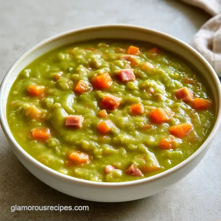 A rustic ceramic bowl of thick green stew topped with fresh parsley, served alongside a slice of crusty bread.