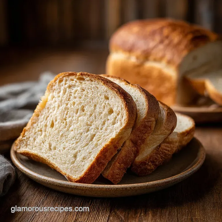 Slices of soft sourdough bread with visible air pockets, drizzled with honey, presented on a rustic cutting board.