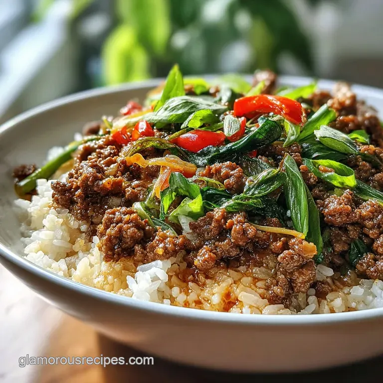 Spicy Ground Beef Stir-Fry Bowl with Garlic Veggies