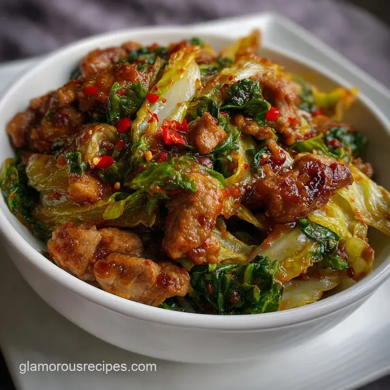 Napa Cabbage Recipes: Korean Pork Stir-Fry presentation