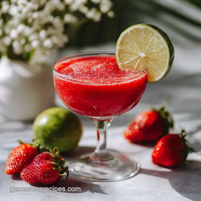 Elegant cocktail, deep red liquid against a frosted glass, fine texture of crushed ice, a sprig of mint and a sliced straw...