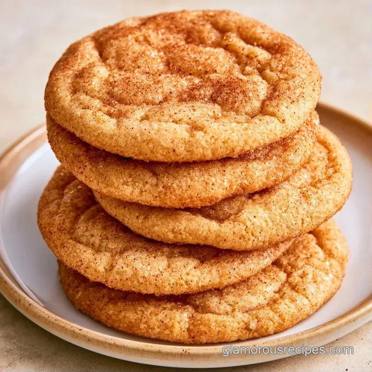 Elegant stack of thin, golden-brown sugar cookies dusted with cinnamon, resting on a white marble surface.