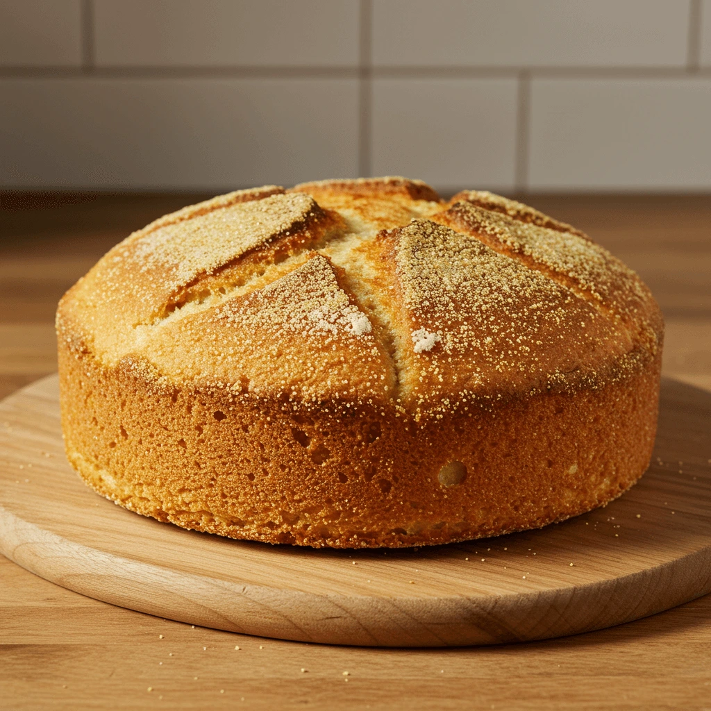 Stottie cake served with a hearty soup and fresh salad.