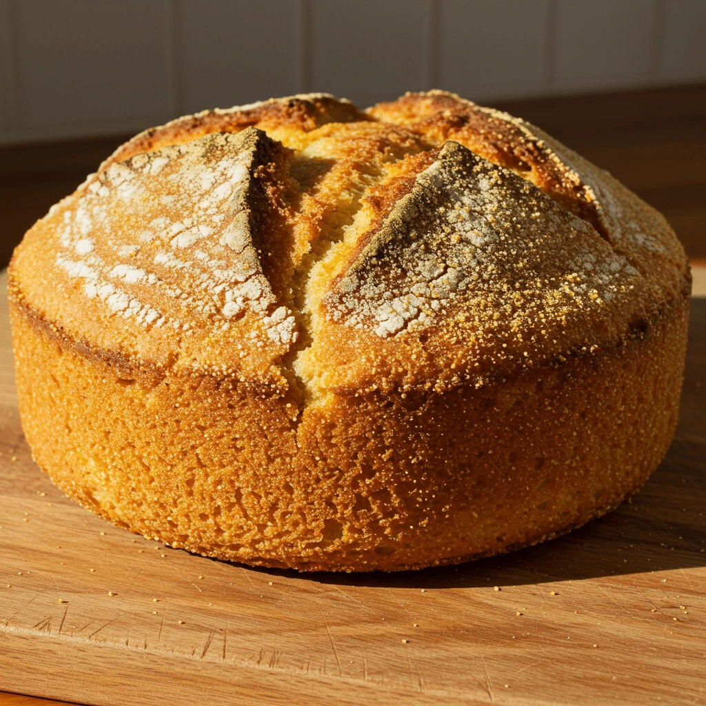 Traditional stottie cake sliced, revealing its soft, fluffy inside.