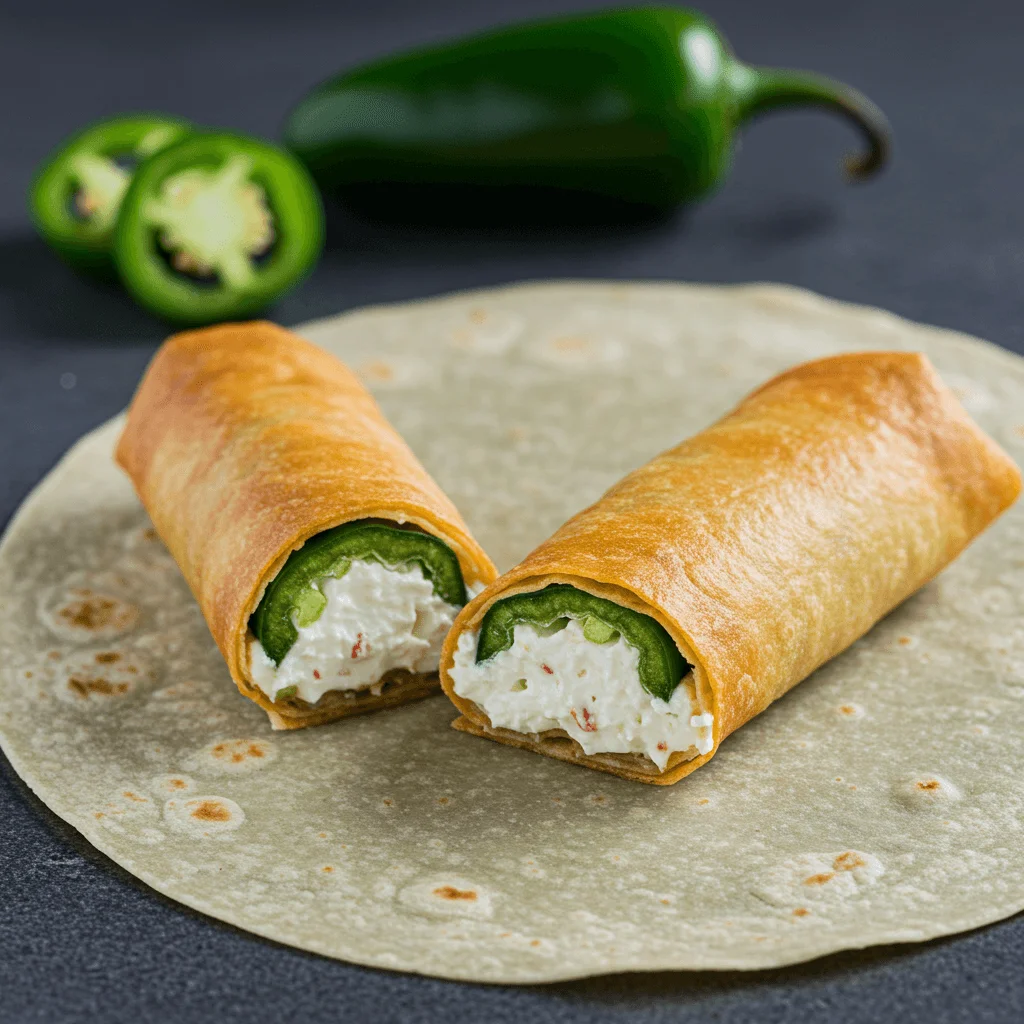 Goat cheese and jalapenos egg rolls, golden-brown and freshly fried.