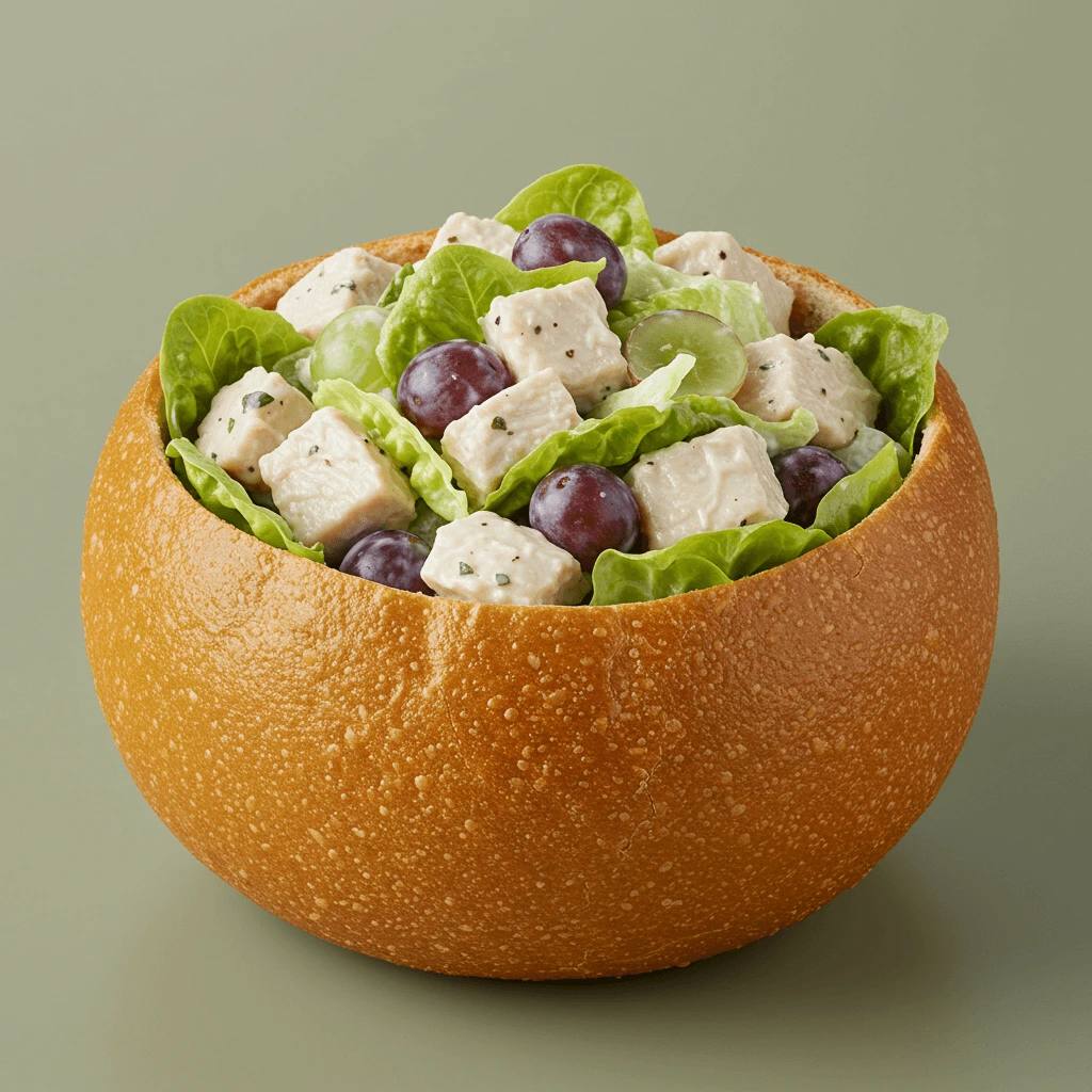 Panera chicken salad with creamy dressing, served with a side of crackers