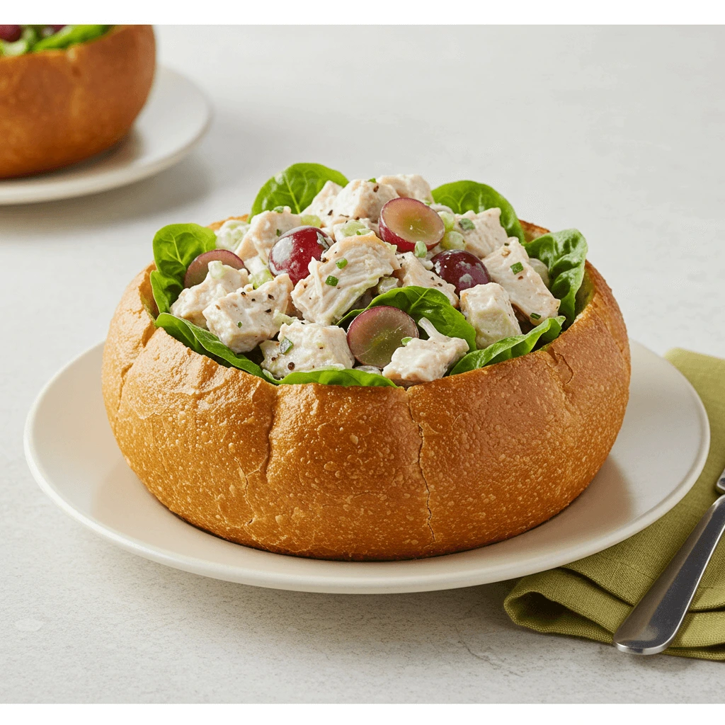 Delicious Panera chicken salad served in a bowl with fresh ingredients