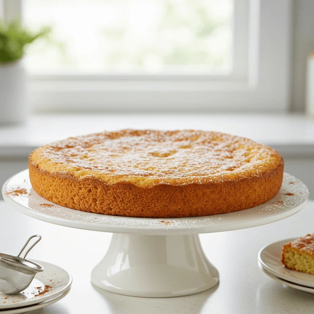 Freshly baked kefir sheet cake with golden edges, sliced into squares and displayed on a wooden board.