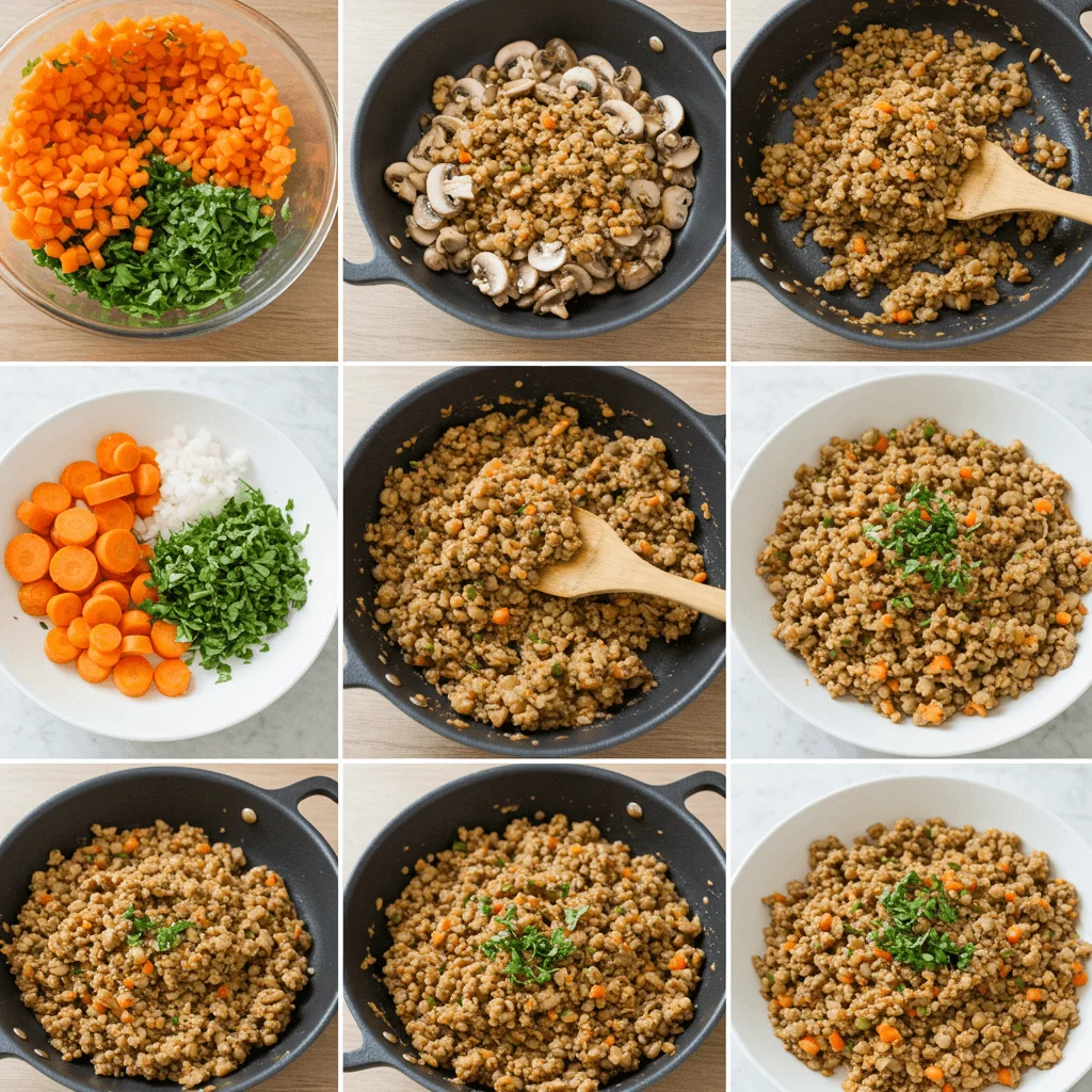 Vegemince bolognese served over pasta