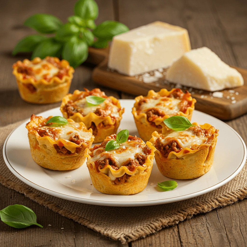 Mini lasagna noodles baked with meat sauce, melted cheese, and a golden crust.