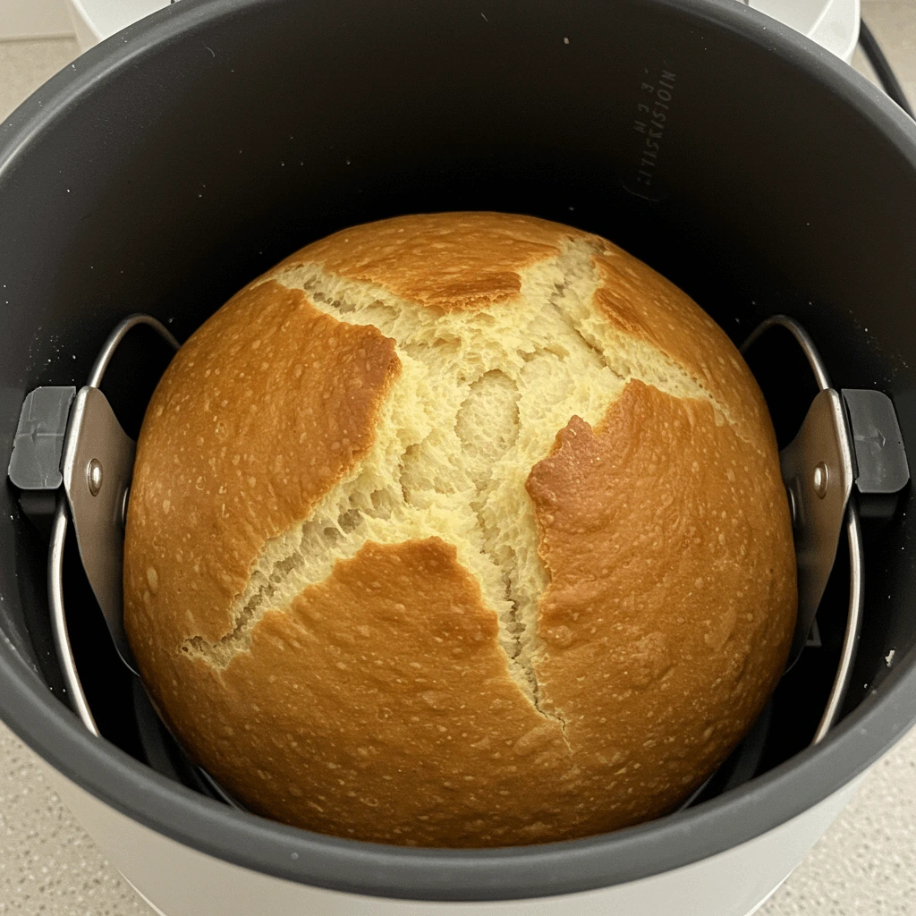 A whole stottie cake on a cooling rack, still warm from the oven.