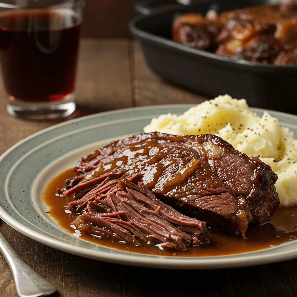 Tender beef cheek meat cooked to perfection, ready to be served.