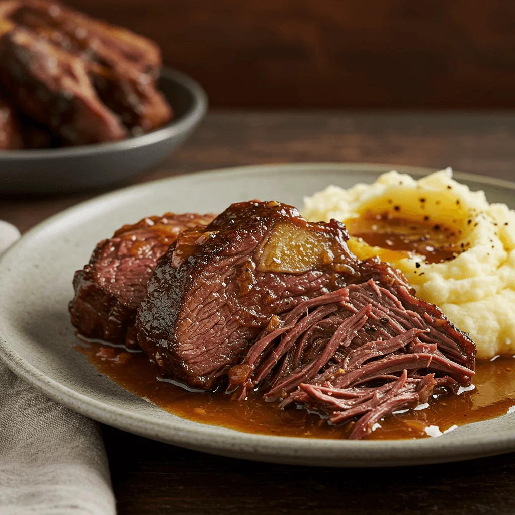 Beef cheek meat braised with herbs and spices for ultimate tenderness.